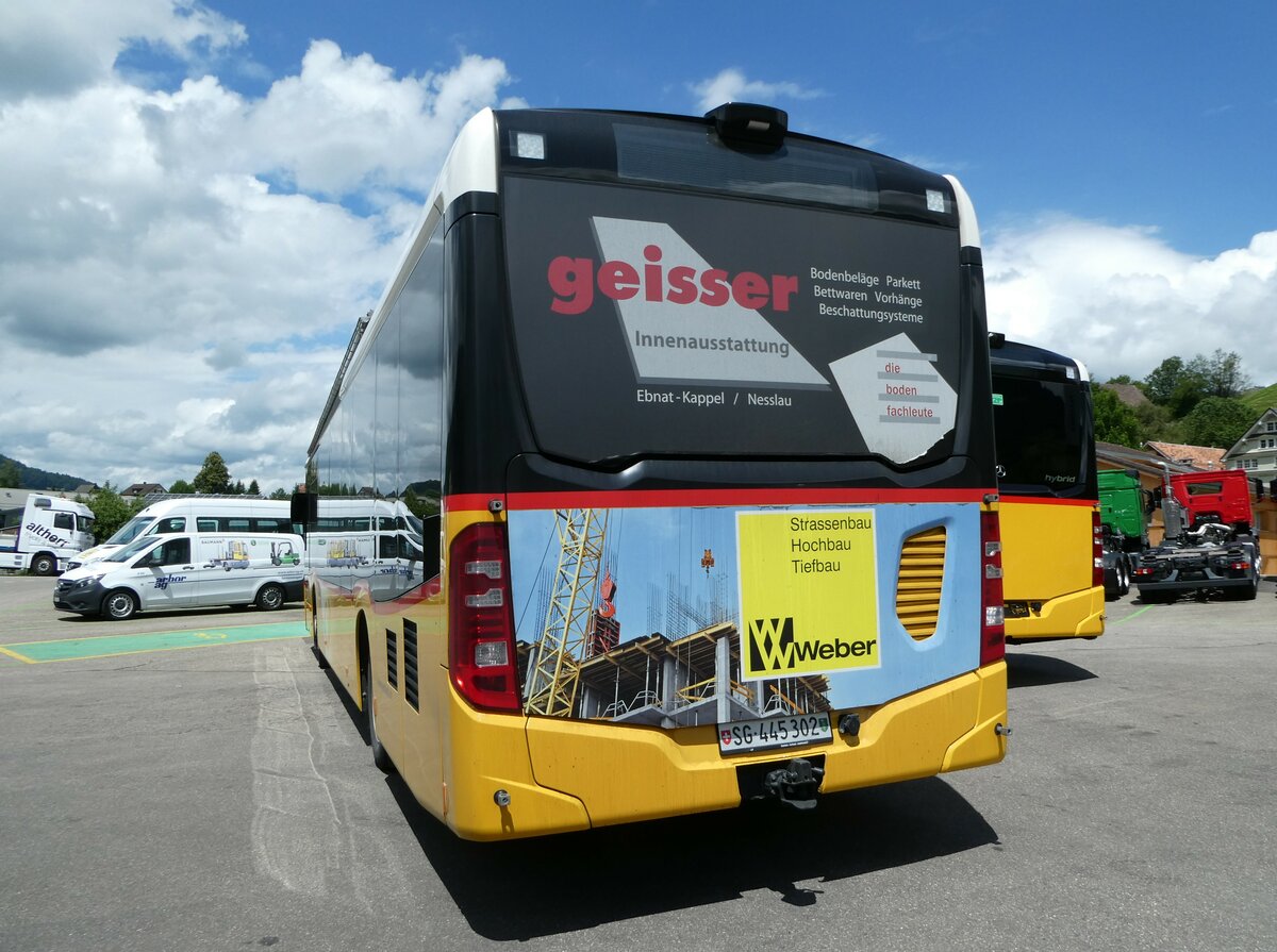 (252'329) - PostAuto Ostschweiz - SG 445'302/PID 10'780 - Mercedes am 4. Juli 2023 in Nesslau, Altherr