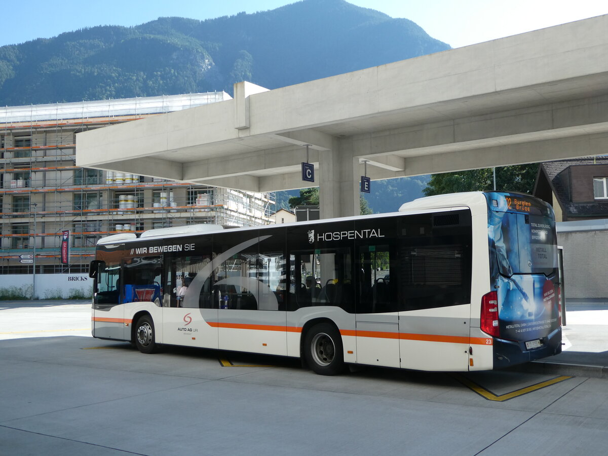 (252'692) - AAGU Altdorf - Nr. 23/UR 9358 - Mercedes am 15. Juli 2023 beim Bahnhof Altdorf