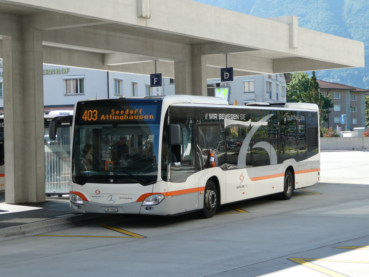 (252'693) - AAGU Altdorf - Nr. 19/UR 9226 - Mercedes am 15. Juli 2023 beim Bahnhof Altdorf