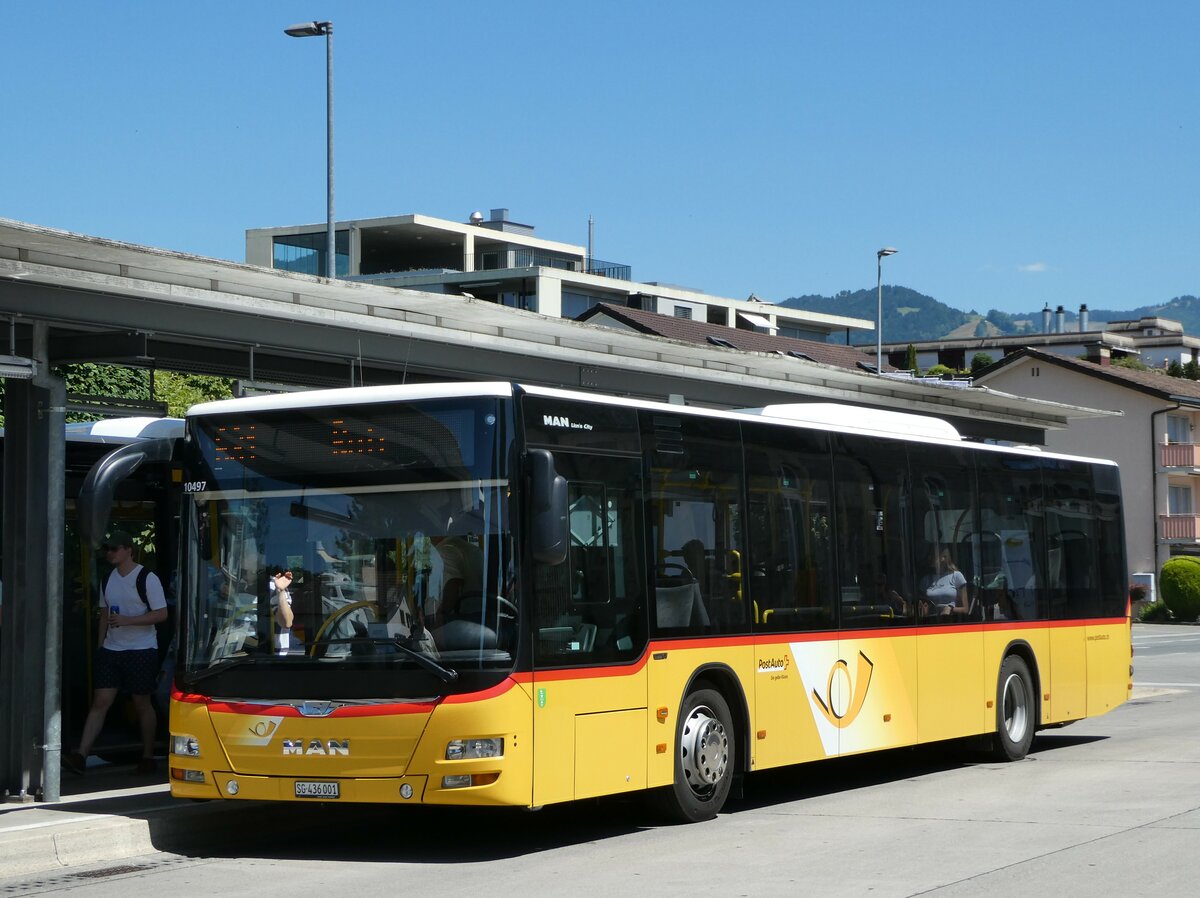 (252'724) - PostAuto Ostschweiz - SG 436'001/PID 10'497 - MAN am 15. Juli 2023 beim Bahnhof Uznach