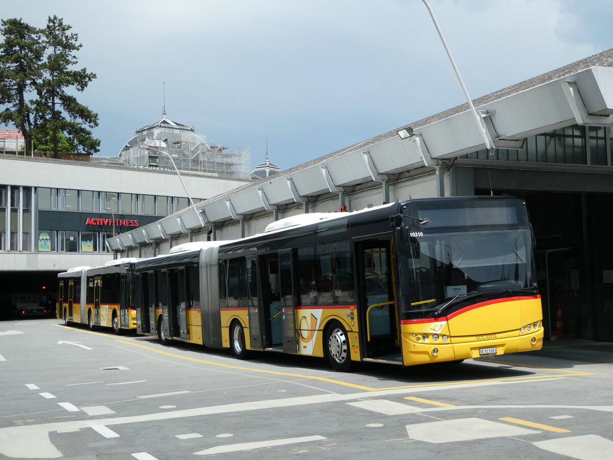 (252'758) - PostAuto Bern - Nr. 10'310/BE 813'683/PID 10'310 - Solaris (ex Nr. 683) am 18. Juli 2023 in Bern, Postautostation