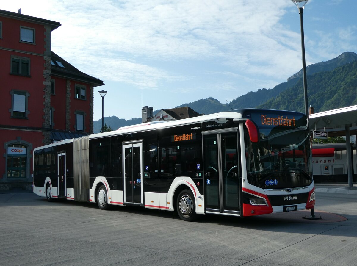 (252'865) - AAGS Schwyz - Nr. 35/SZ 47'635 - MAN am 23. Juli 2023 beim Bahnhof Arth-Goldau