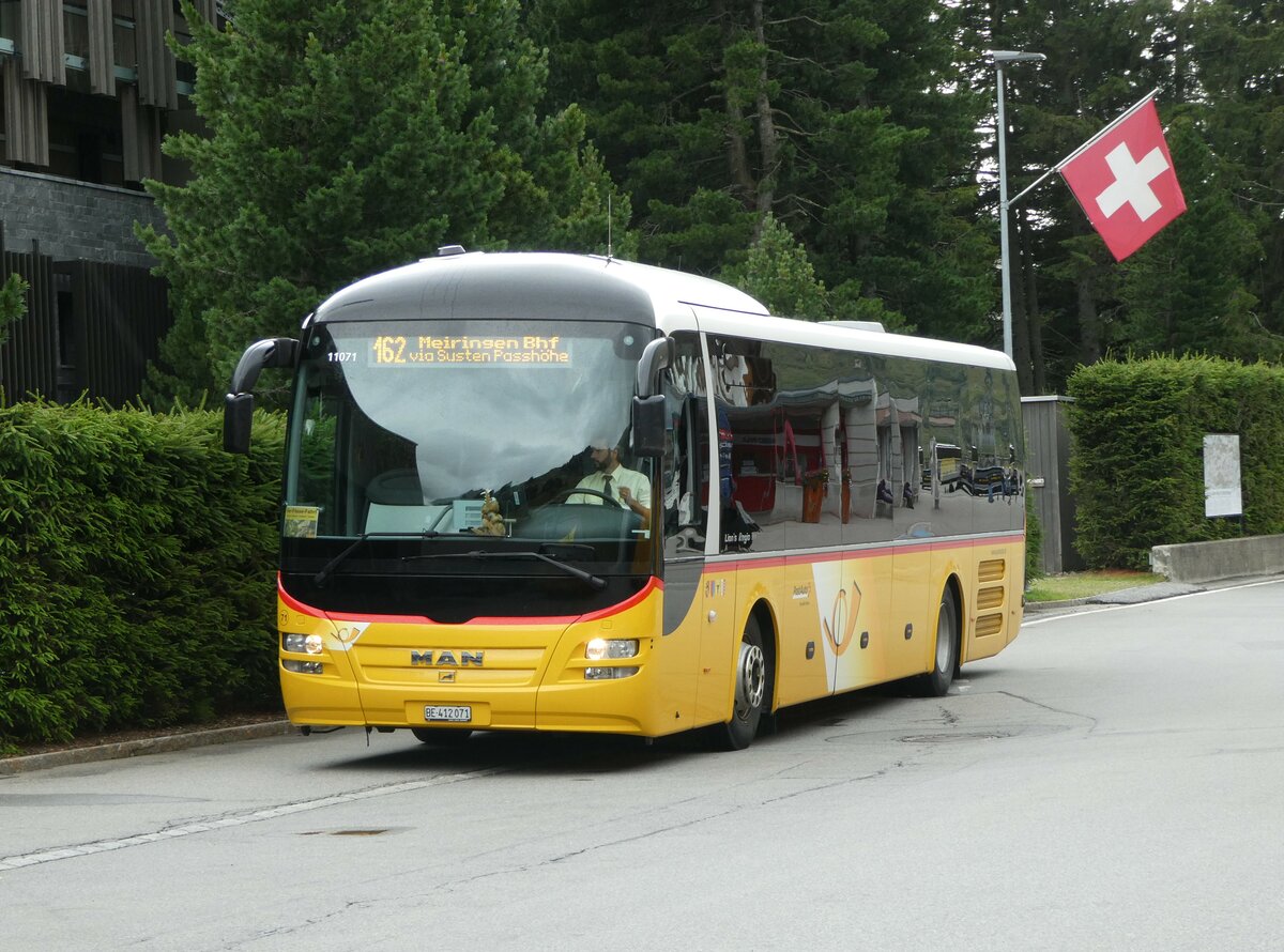 (253'036) - PostAuto Bern - Nr. 71/BE 412'071/PID 11'071 - MAN (ex PostAuto Zentralschweiz Nr. 20; ex Dillier, Sarnen Nr. 20) am 25. Juli 2023 beim Bahnhof Andermatt