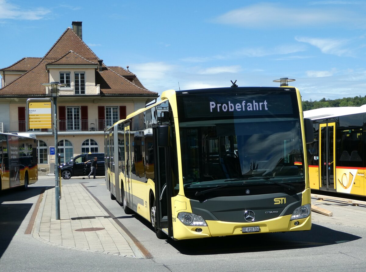 (253'076) - STI Thun - Nr. 706/BE 818'706 - Mercedes am 27. Juli 2023 beim Bahnhof Spiez