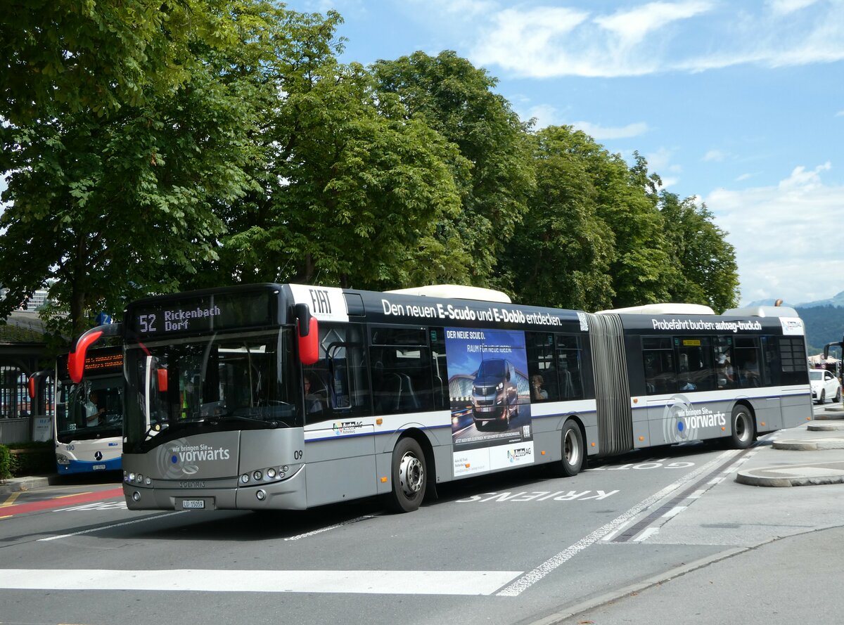 (253'137) - AAGR Rothenburg - Nr. 9/LU 15'059 - Solaris am 29. Juli 2023 beim Bahnhof Luzern