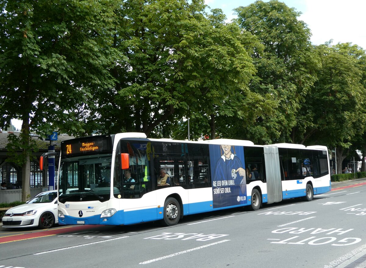 (253'143) - VBL Luzern - Nr. 167/LU 174'637 - Mercedes am 29. Juli 2023 beim Bahnhof Luzern