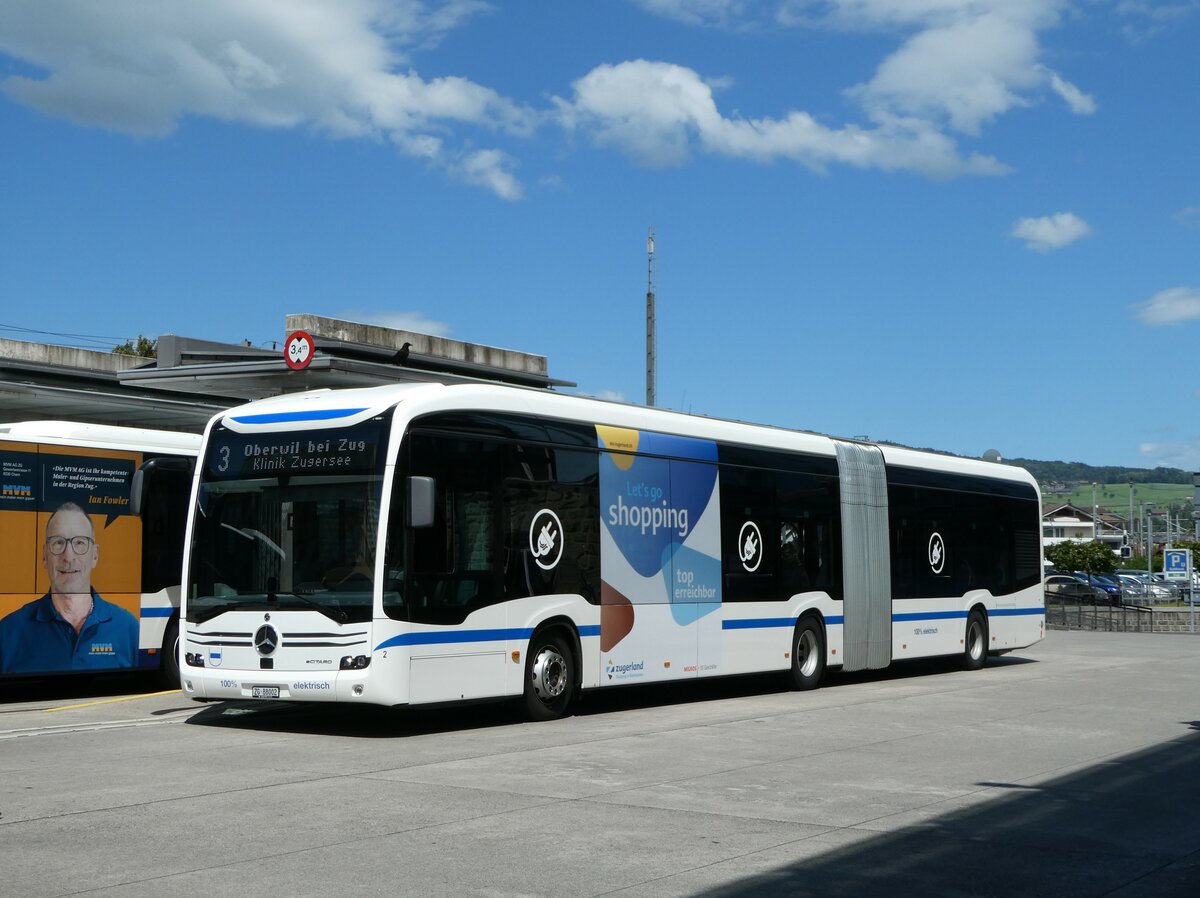 (253'357) - ZVB Zug - Nr. 2/ZG 88'002 - Mercedes am 3. August 2023 beim Bahnhof Baar