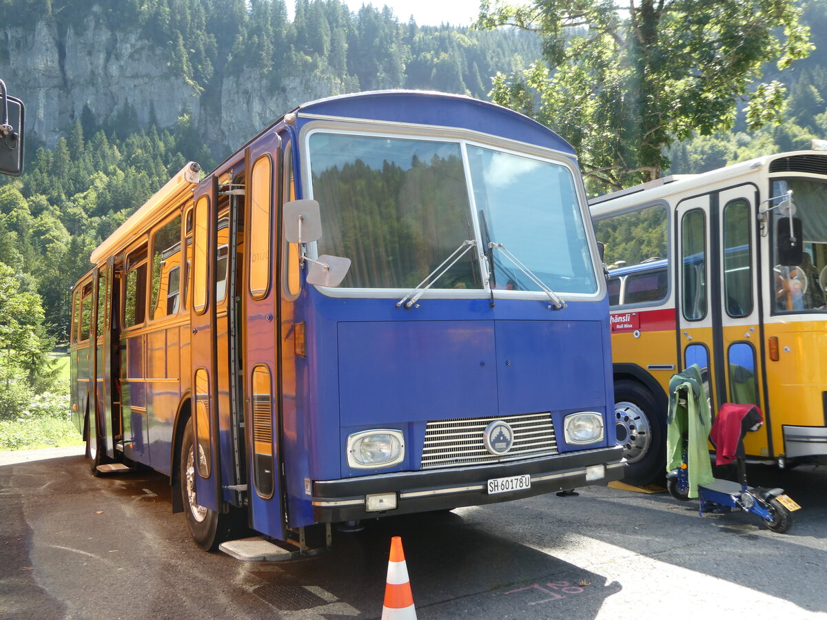 (253'966) - Ruch, Schaffhausen - SH 60'178 U - Saurer/Tscher (ex AAGU Altdorf Nr. 1; ex Sigrist, Flelen) am 19. August 2023 in Hoch-Ybrig, Talstation Weglosen