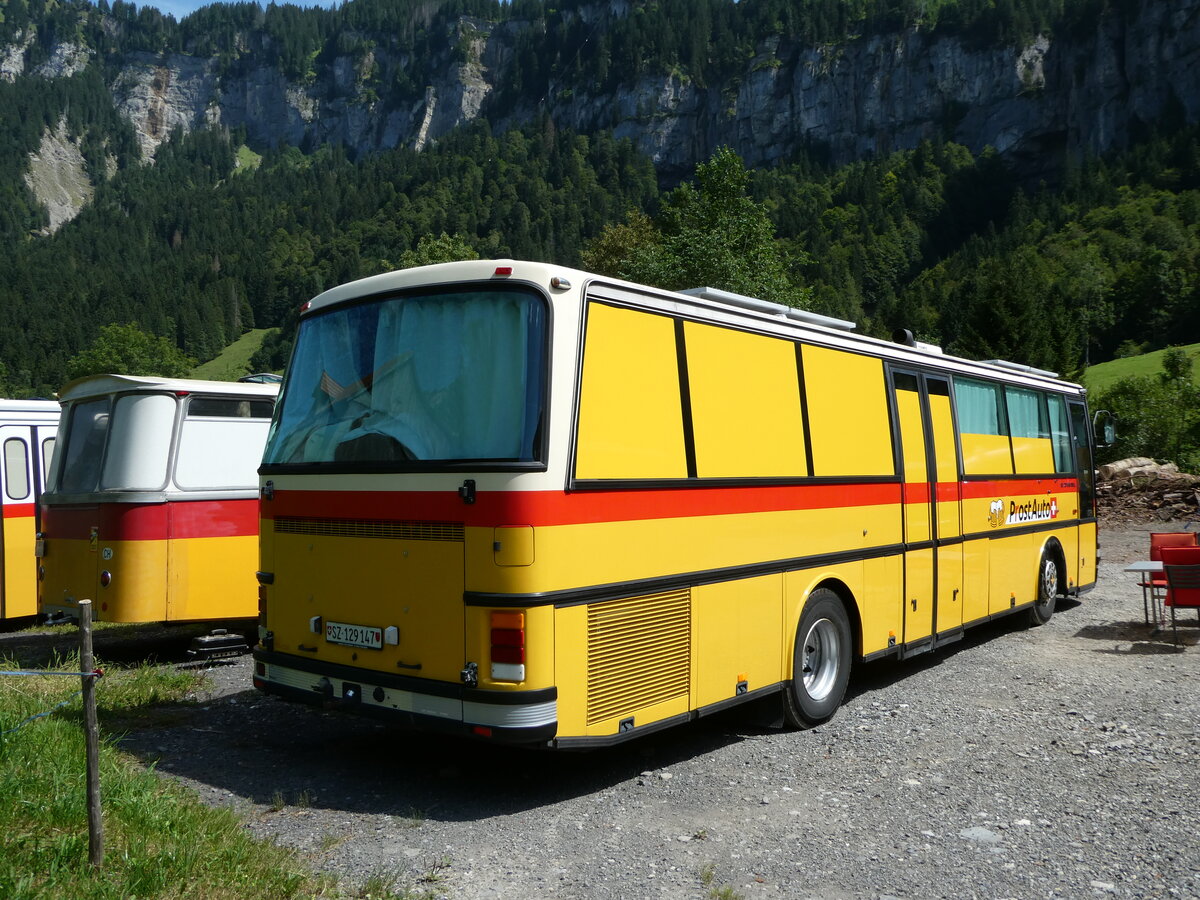 (253'996) - Schenk, Alpthal - SZ 129'147 - Setra (ex Vgeli, Hettenschwil; ex Rosy Viaggi, Stabio; ex AutoPostale Ticino Nr. 516; ex P 25'069) am 19. August 2023 in Hoch-Ybrig, Talstation Weglosen