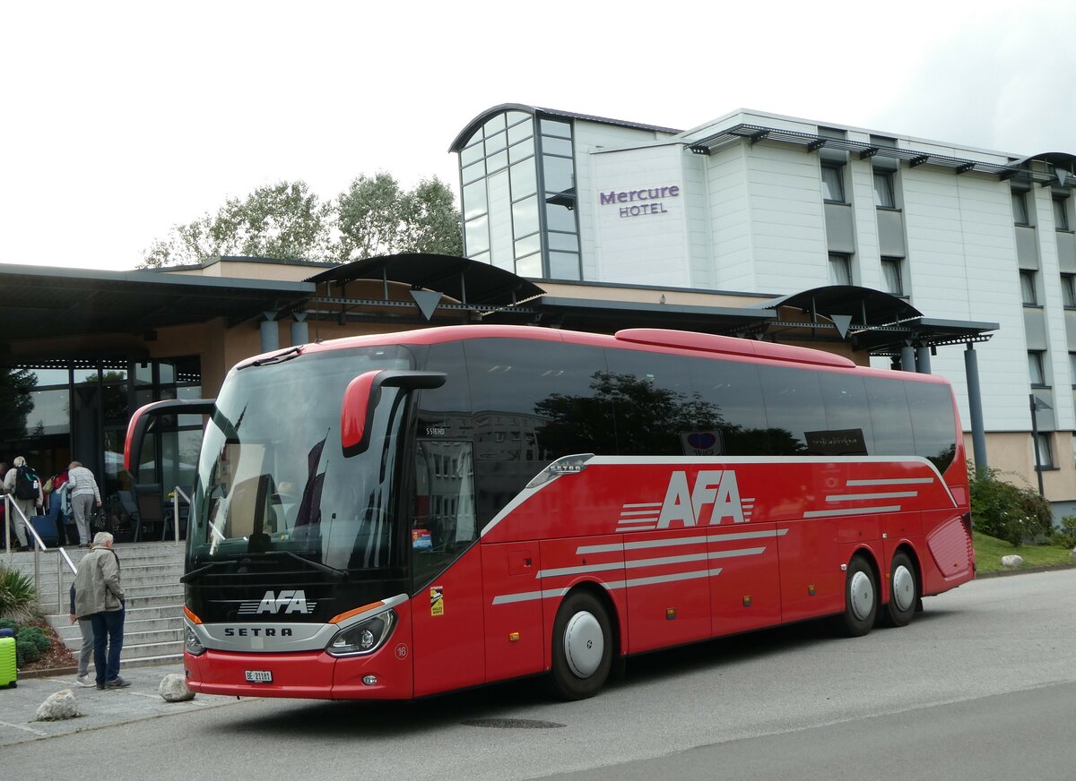 (254'382) - Aus der Schweiz: AFA Adelboden - Nr. 16/BE 21'181 - Setra am 30. August 2023 in Greifswald, Mercure Hotel