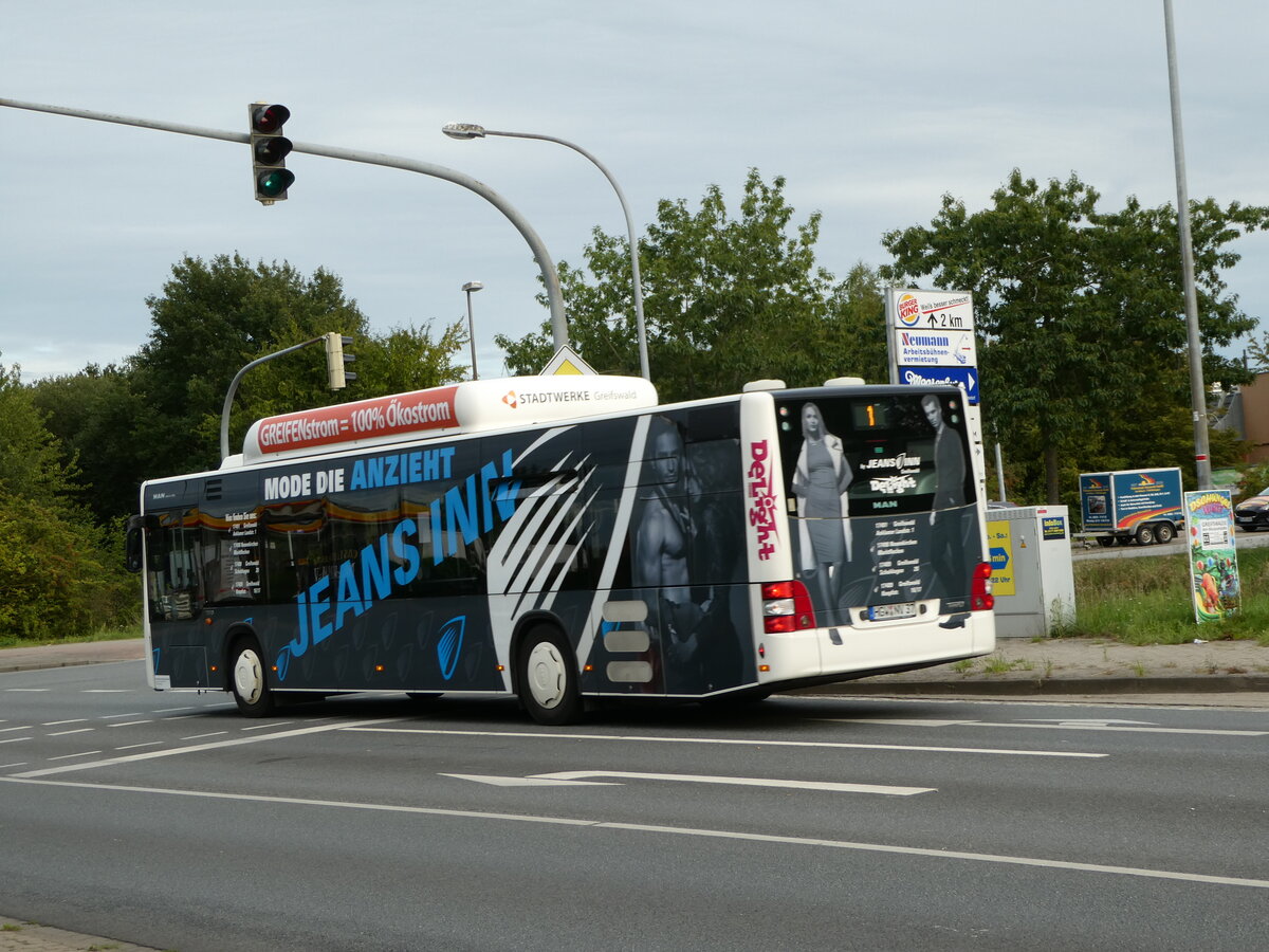 (254'389) - VBG Greifswald - HGW-NV 37 - MAN am 30. August 2023 in Greifswald, Am Gorzen