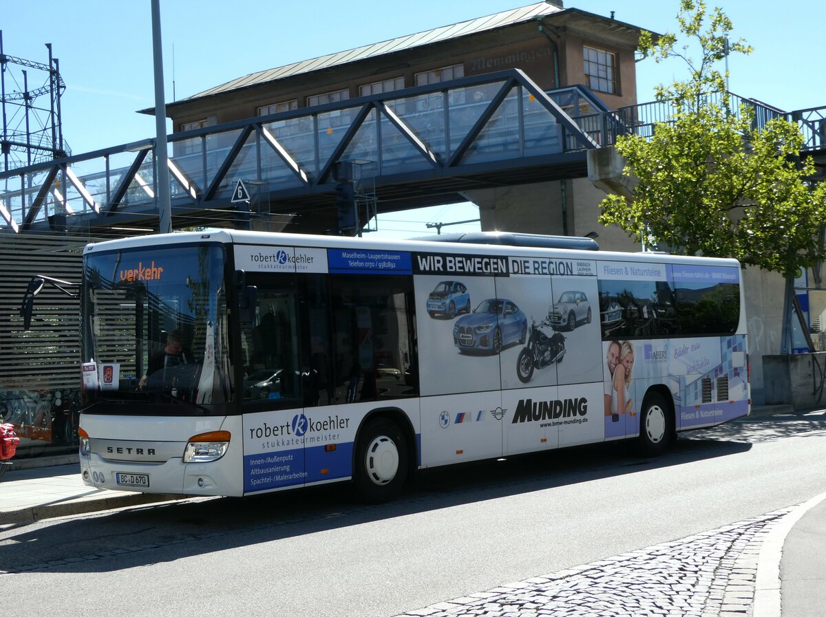 (254'774) - Diesch, Bad Buchau - BC-D 670 - Setra am 4. September 2023 beim Bahnhof Memmingen