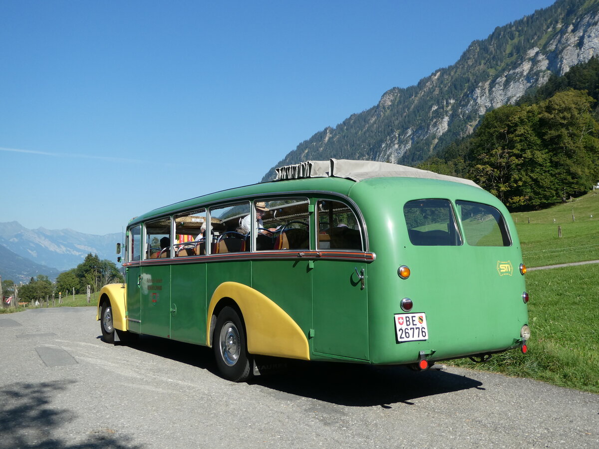 (254'824) - STI Thun - Nr. 15/BE 26'776 - Saurer/Gangloff (ex AvH Heimenschwand Nr. 5) am 5. September 2023 auf der Meielisalp