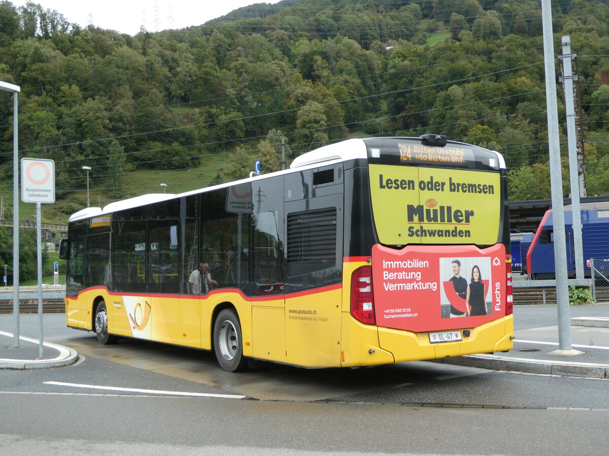 (255'414) - Niederer, Filzbach - Nr. 2/GL 47/PID 11'358 - Mercedes am 18. September 2023 beim Bahnhof Ziegelbrcke