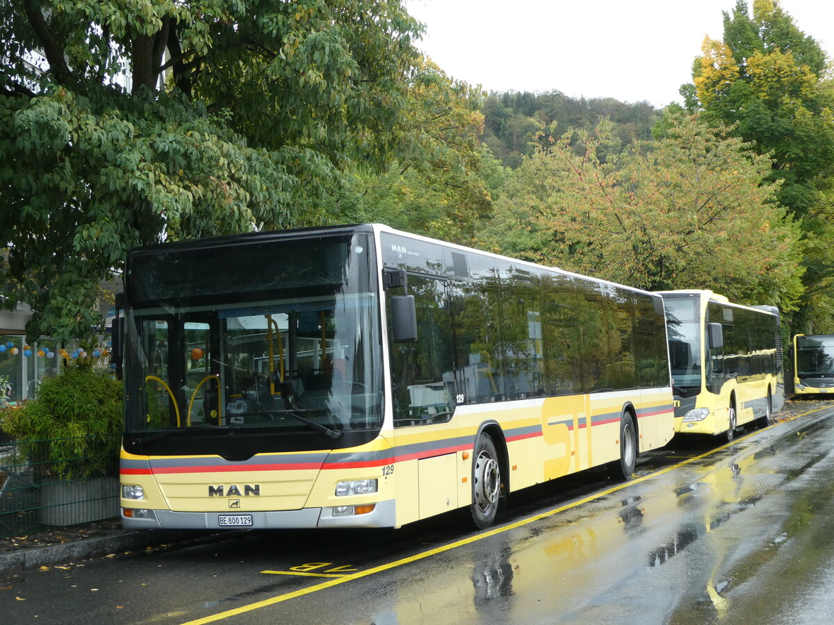 (256'204) - STI Thun - Nr. 129/BE 800'129 - MAN am 20. Oktober 2023 bei der Schifflndte Thun