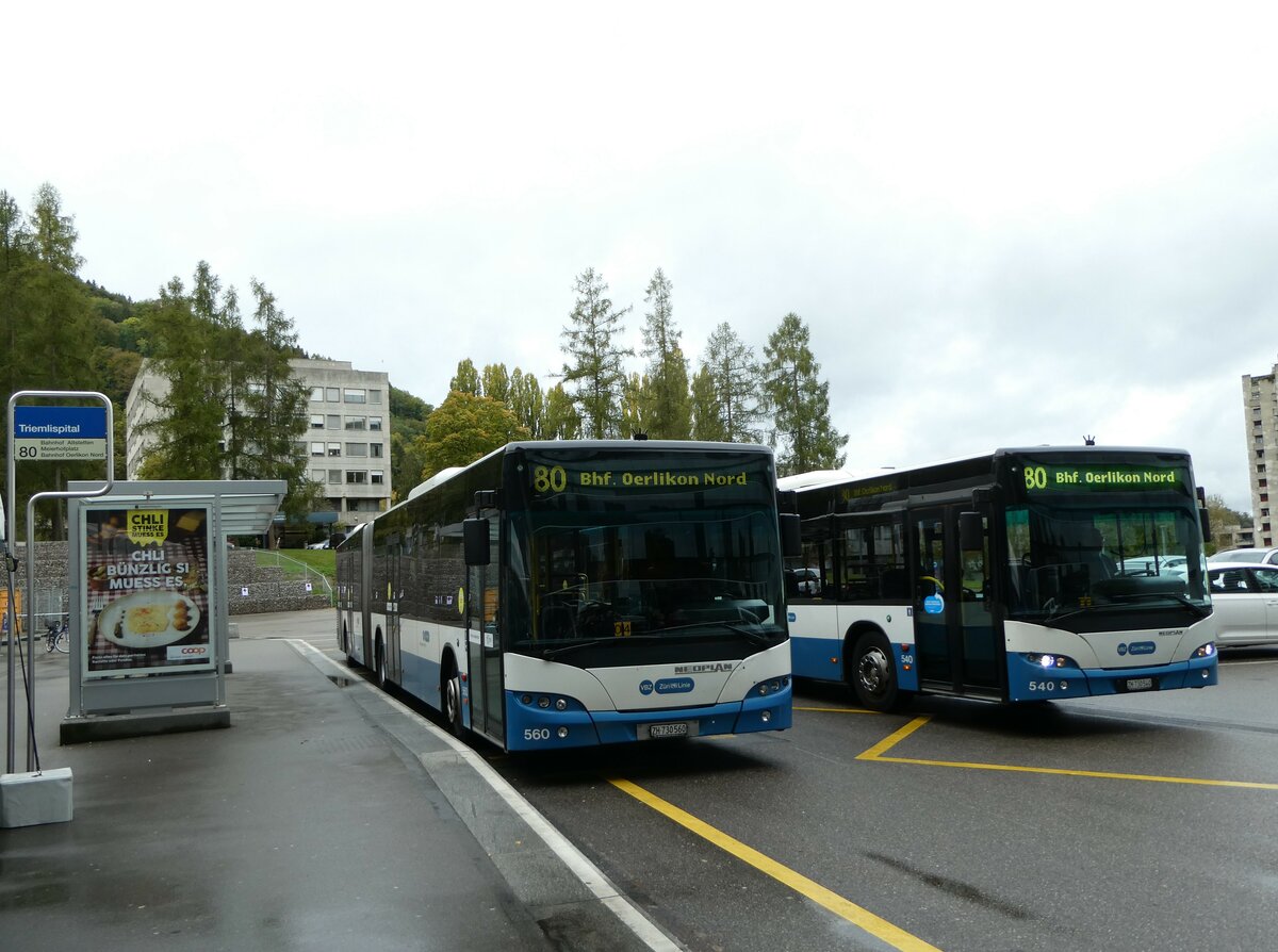 (256'233) - VBZ Zrich - Nr. 560/ZH 730'560 - Neoplan am 21. Oktober 2023 in Zrich, Triemlispital