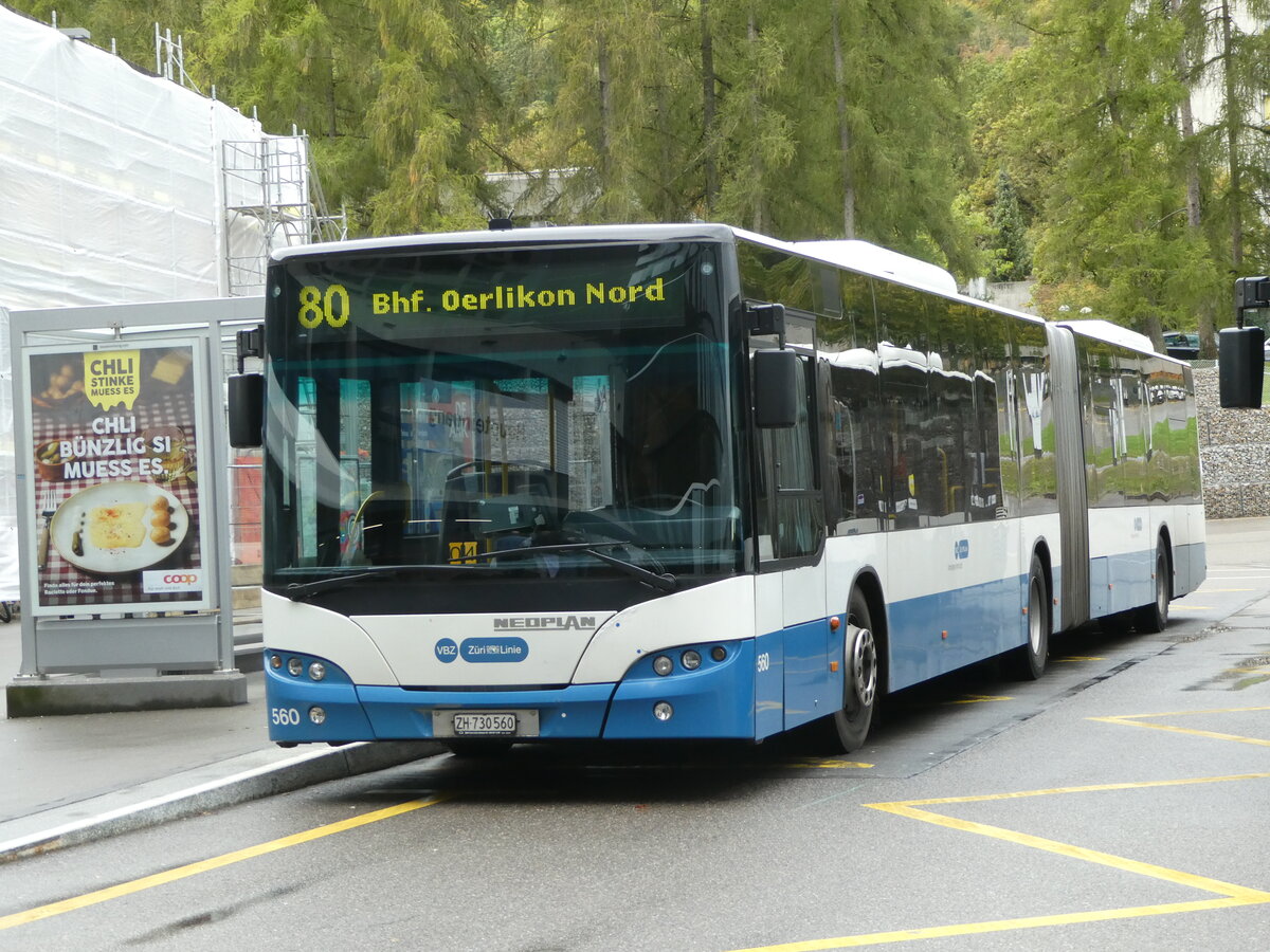 (256'236) - VBZ Zrich - Nr. 560/ZH 730'560 - Neoplan am 21. Oktober 2023 in Zrich, Triemlispital