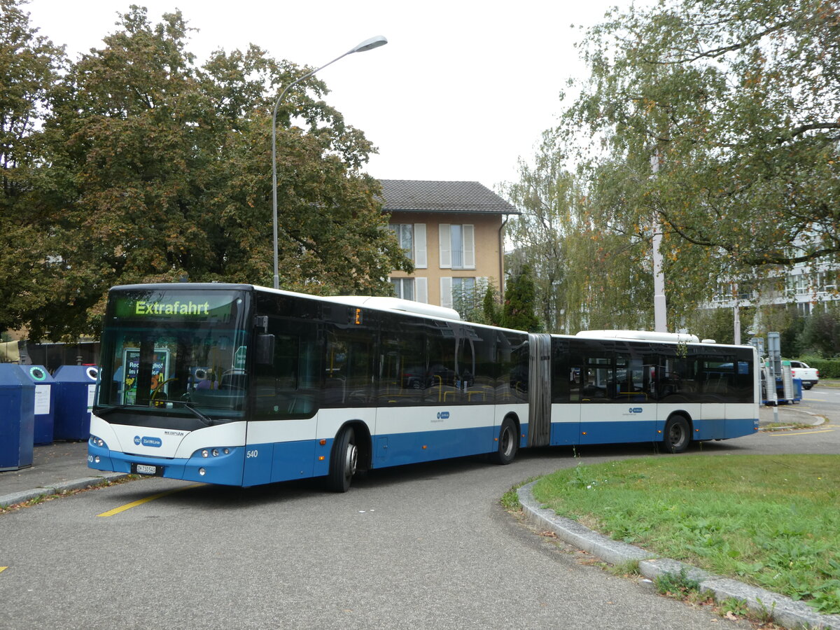 (256'329) - VBZ Zrich - Nr. 540/ZH 730'540 - Neoplan am 21. Oktober 2023 in Zrich, Hungerbergstrasse