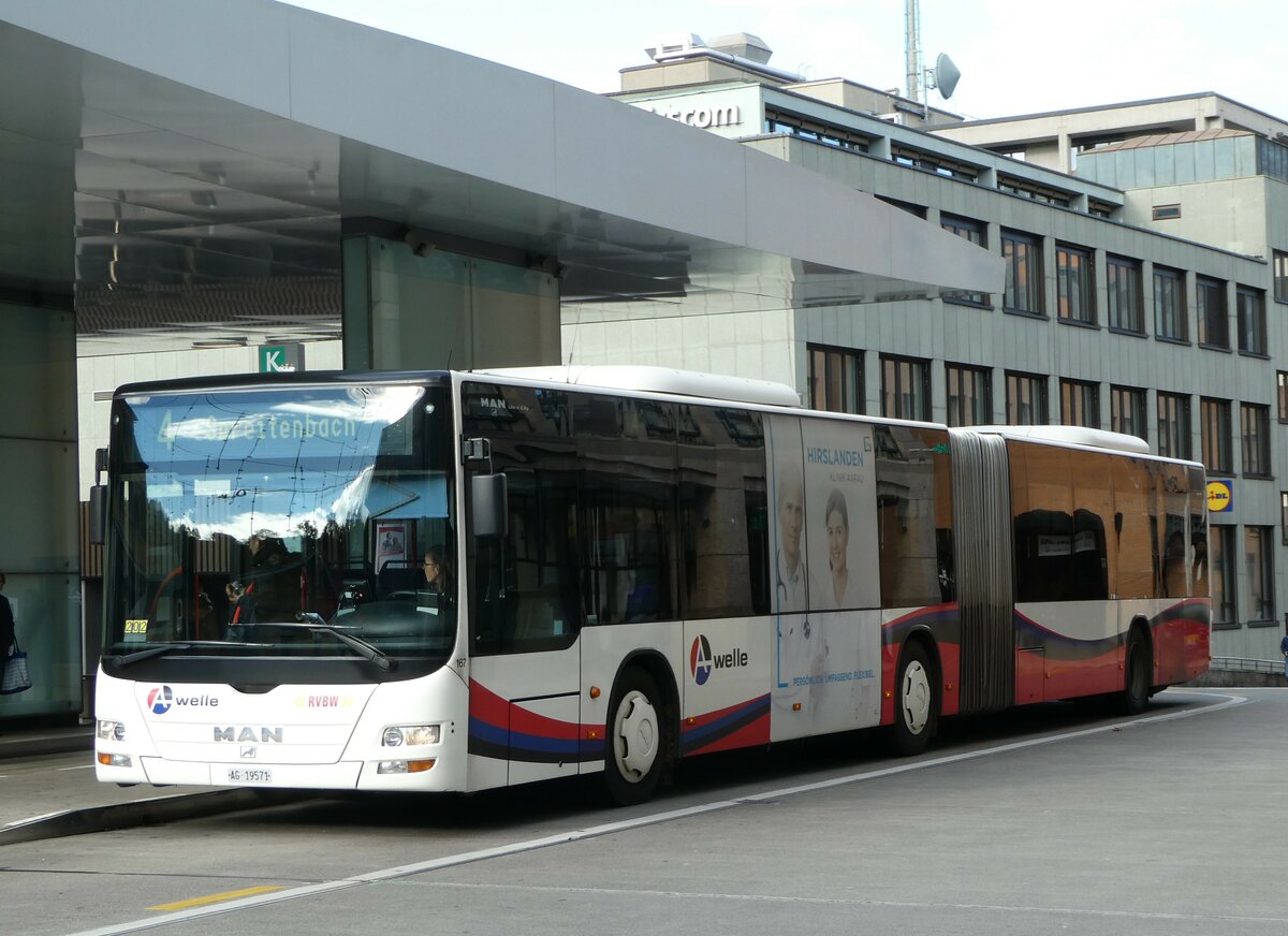 (256'794) - RVBW Wettingen - Nr. 167/AG 19'571 - MAN am 6. November 2023 beim Bahnhof Baden