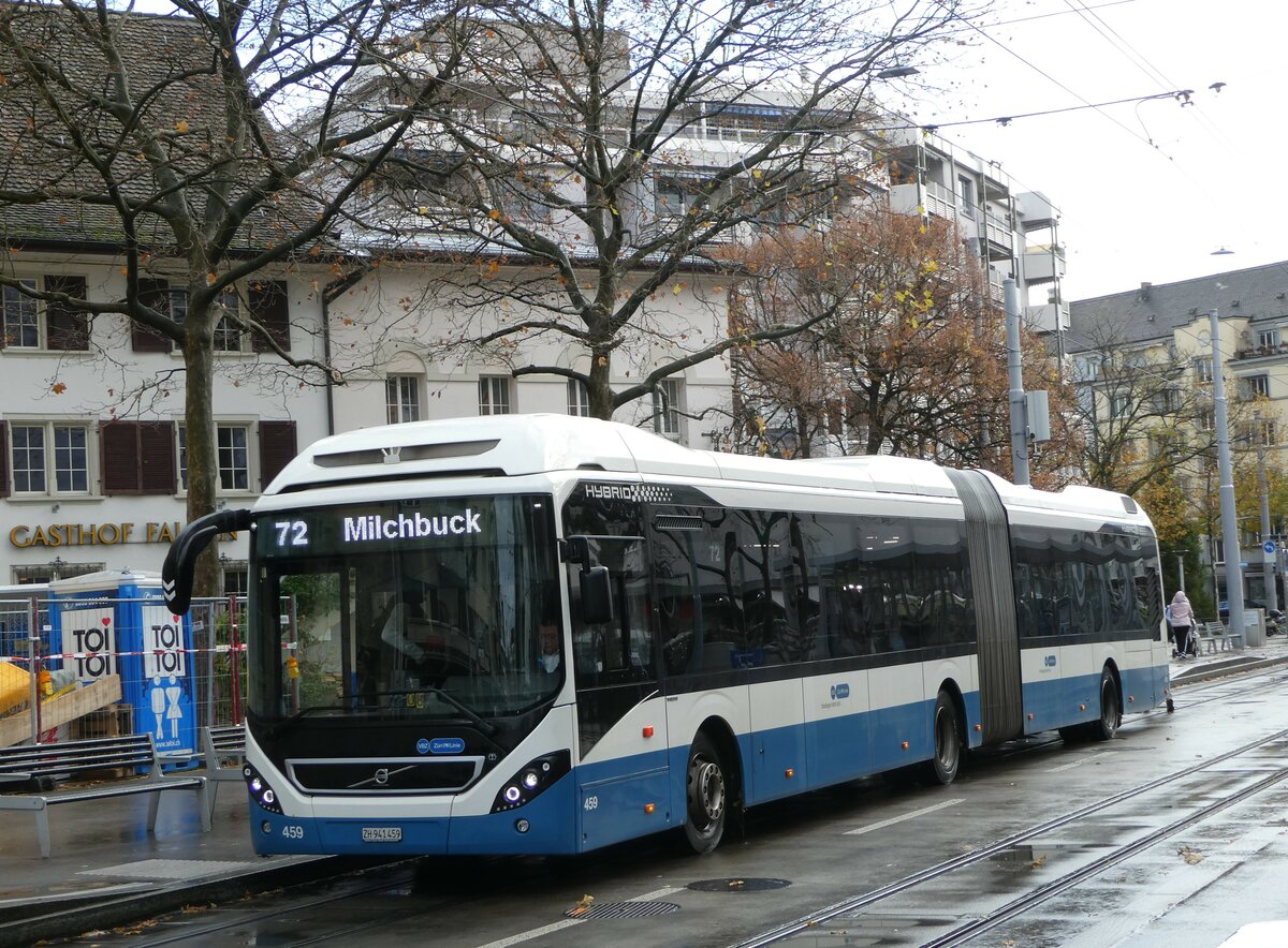 (257'222) - VBZ Zrich - Nr. 459/ZH 941'459 - Volvo am 24. November 2023 in Zrich, Schmiede Wiedikon