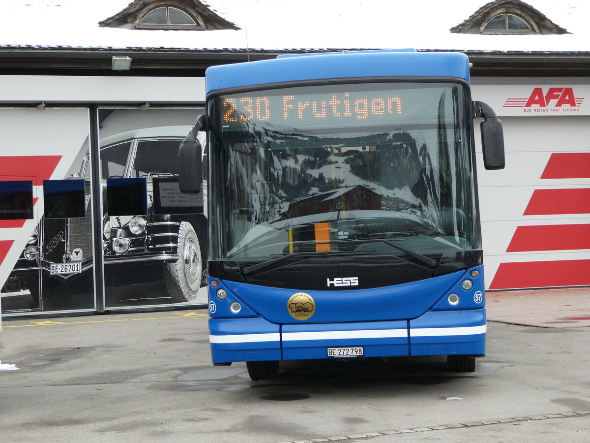 (257'273) - AFA Adelboden - Nr. 57/BE 272'798 - Scania/Hess am 27. November 2023 beim Bahnhof Frutigen