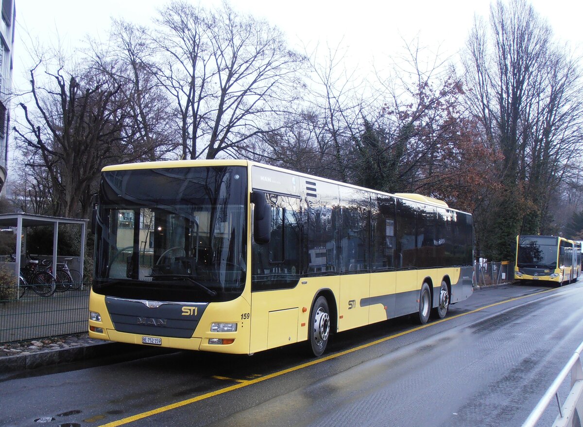 (257'473) - STI Thun - Nr. 159/BE 752'159 - MAN am 9. Dezember 2023 bei der Schifflndte Thun