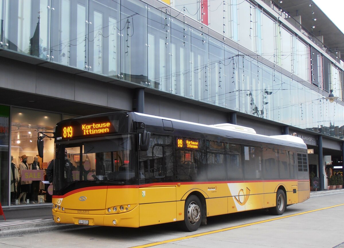 (257'648) - PostAuto Ostschweiz - TG 158'053/PID 10'079 - Solaris am 15. Dezember 2023 beim Bahnhof Frauenfeld