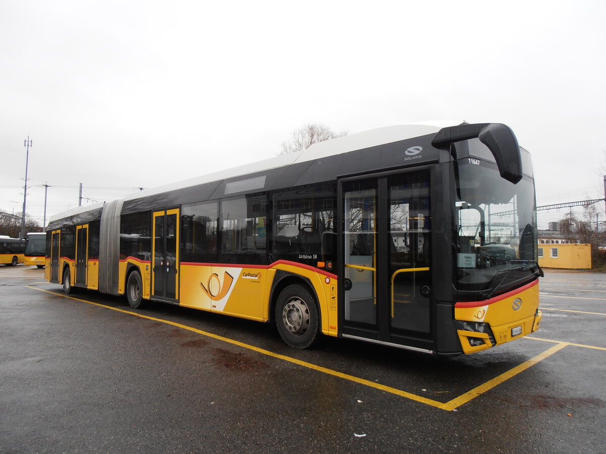 (257'784) - CarPostal Ouest - VD 604'486/PID 11'467 - Solaris am 21. Dezember 2023 in Yverdon, Garage