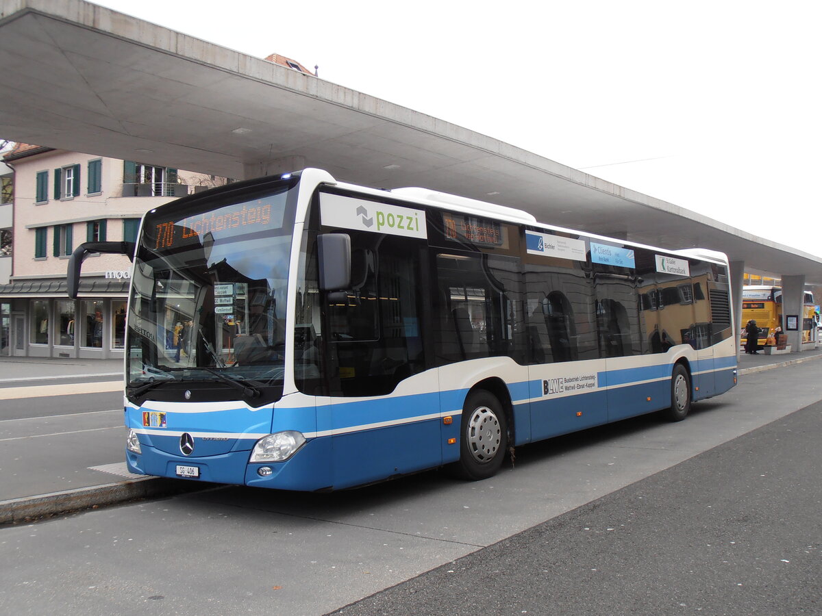 (257'842) - BLWE Wattwil - Nr. 2/SG 406 - Mercedes am 23. Dezember 2023 beim Bahnhof Wattwil