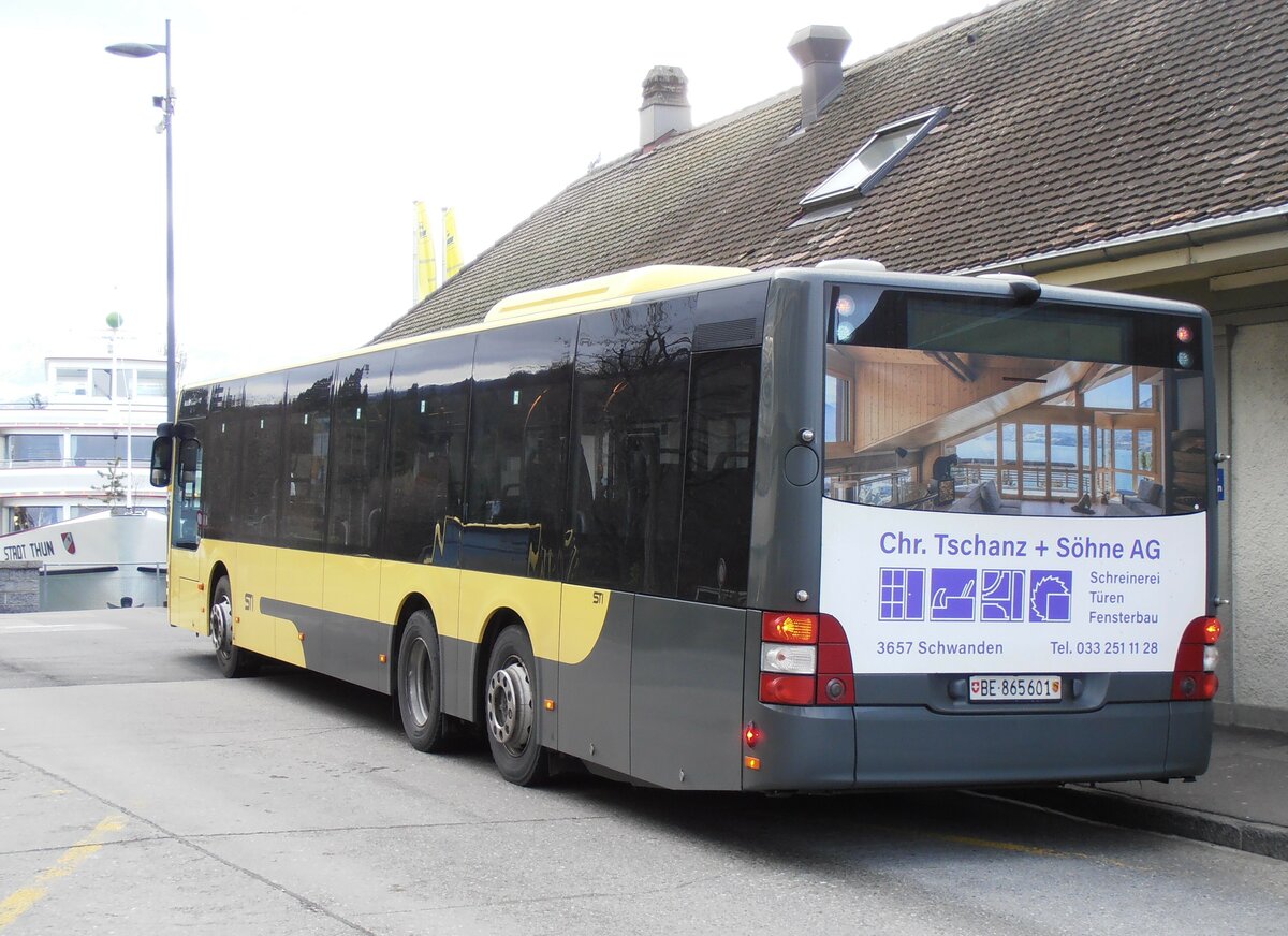 (257'974) - STI Thun - Nr. 601/BE 865'601 - MAN am 29. Dezember 2023 beim Bahnhof Thun