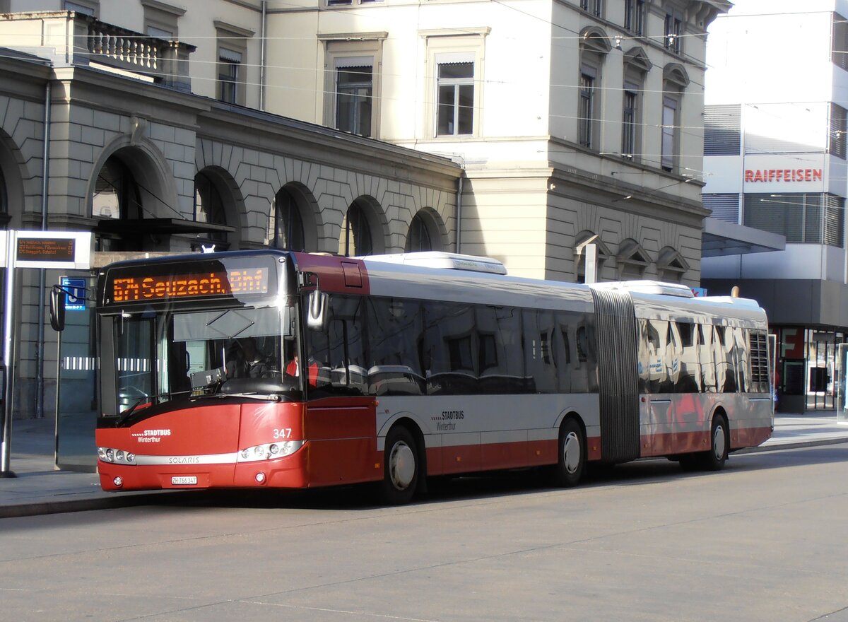 (258'031) - SW Winterthur - Nr. 347/ZH 766'347 - Solaris am 30. Dezember 2023 beim Hauptbahnhof Winterthur