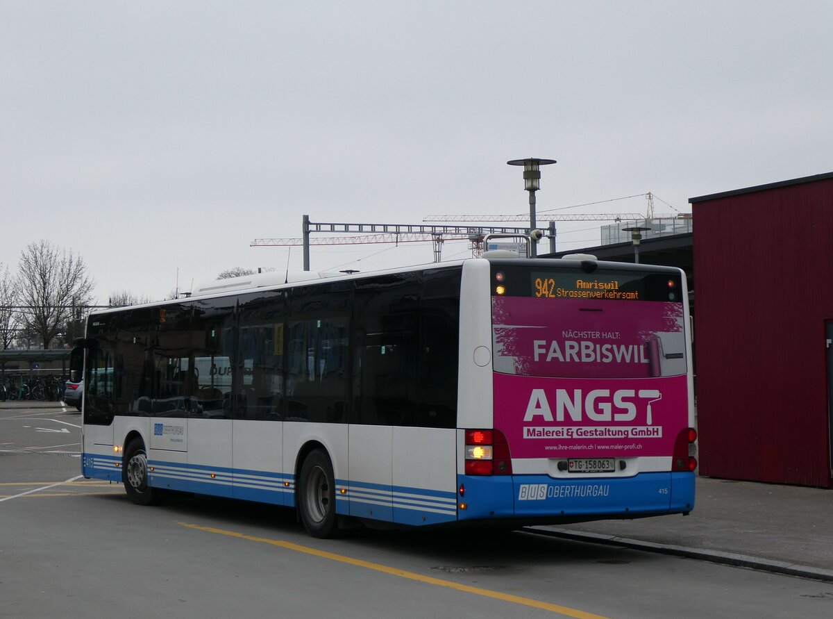 (258'516) - BOTG Amriswil - Nr. 415/TG 158'063 - MAN am 9. Januar 2024 beim Bahnhof Amriswil