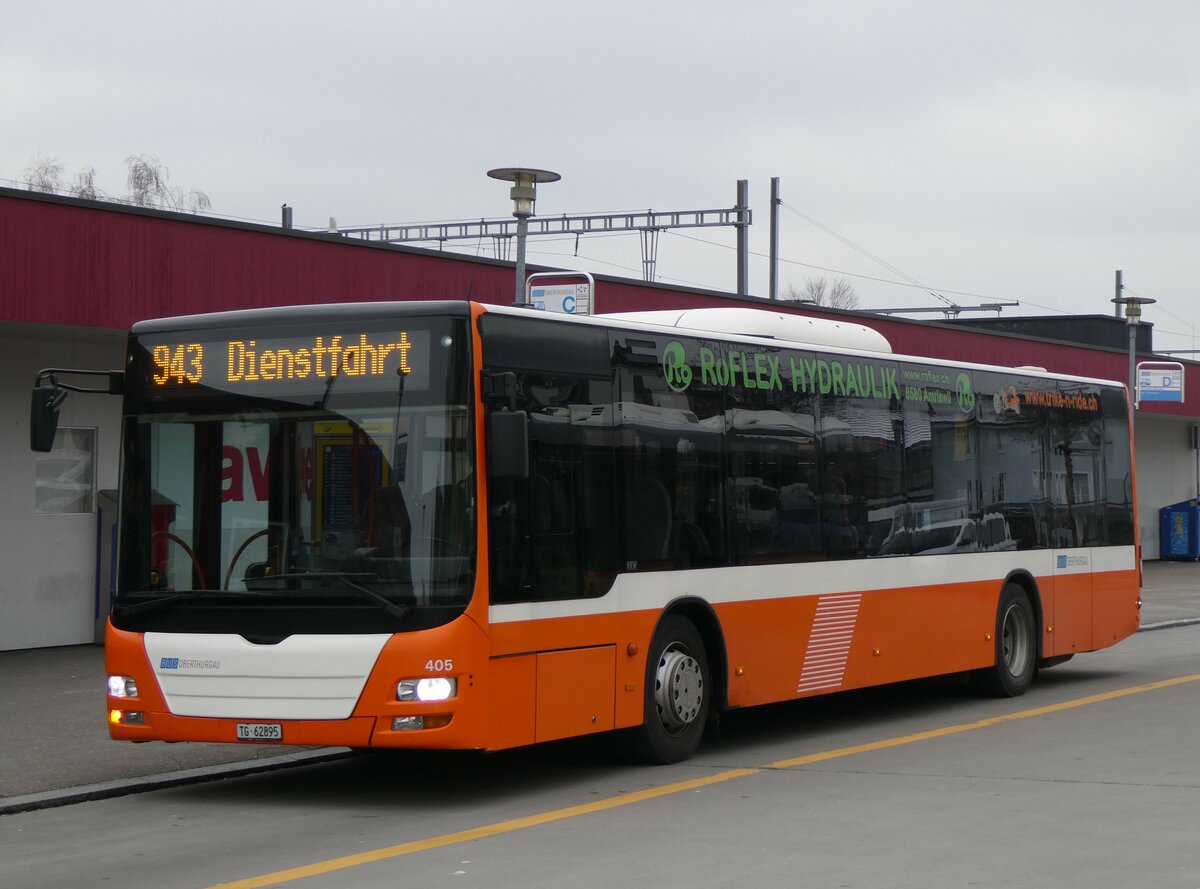 (258'523) - BOTG Amriswil - Nr. 405/TG 62'895 - MAN (ex Nr. 5) am 9. Januar 2024 beim Bahnhof Amriswil