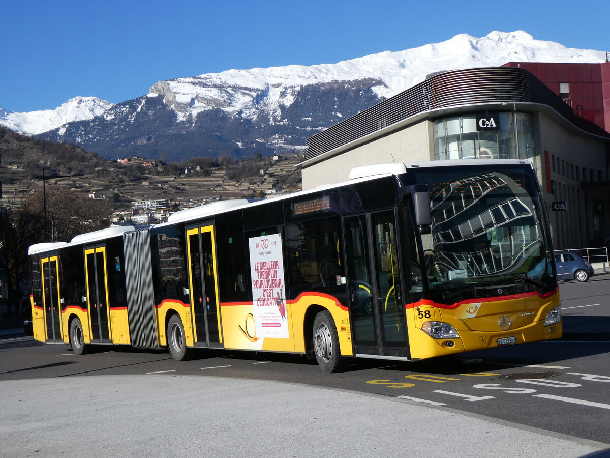 (258'613) - PostAuto Wallis - Nr. 58/VS 519'940/PID 11'490 - Mercedes am 11. Januar 2024 beim Bahnhof Sion