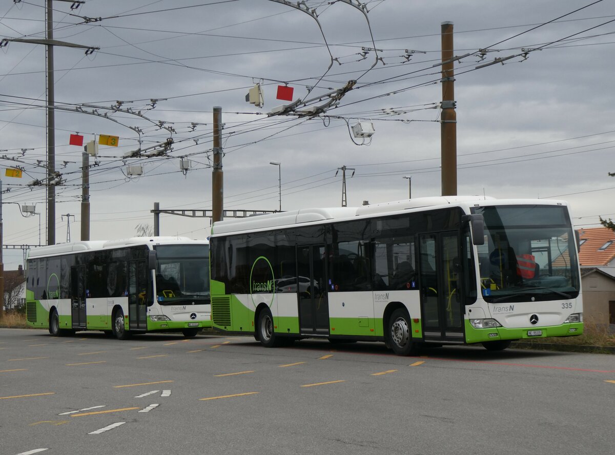 (258'958) - transN, La Chaux-de-Fonds - Nr. 335/NE 95'335 - Mercedes (ex TRN La Chaux-de-Fonds Nr. 335) am 26. Januar 2024 in Marin, Dpt