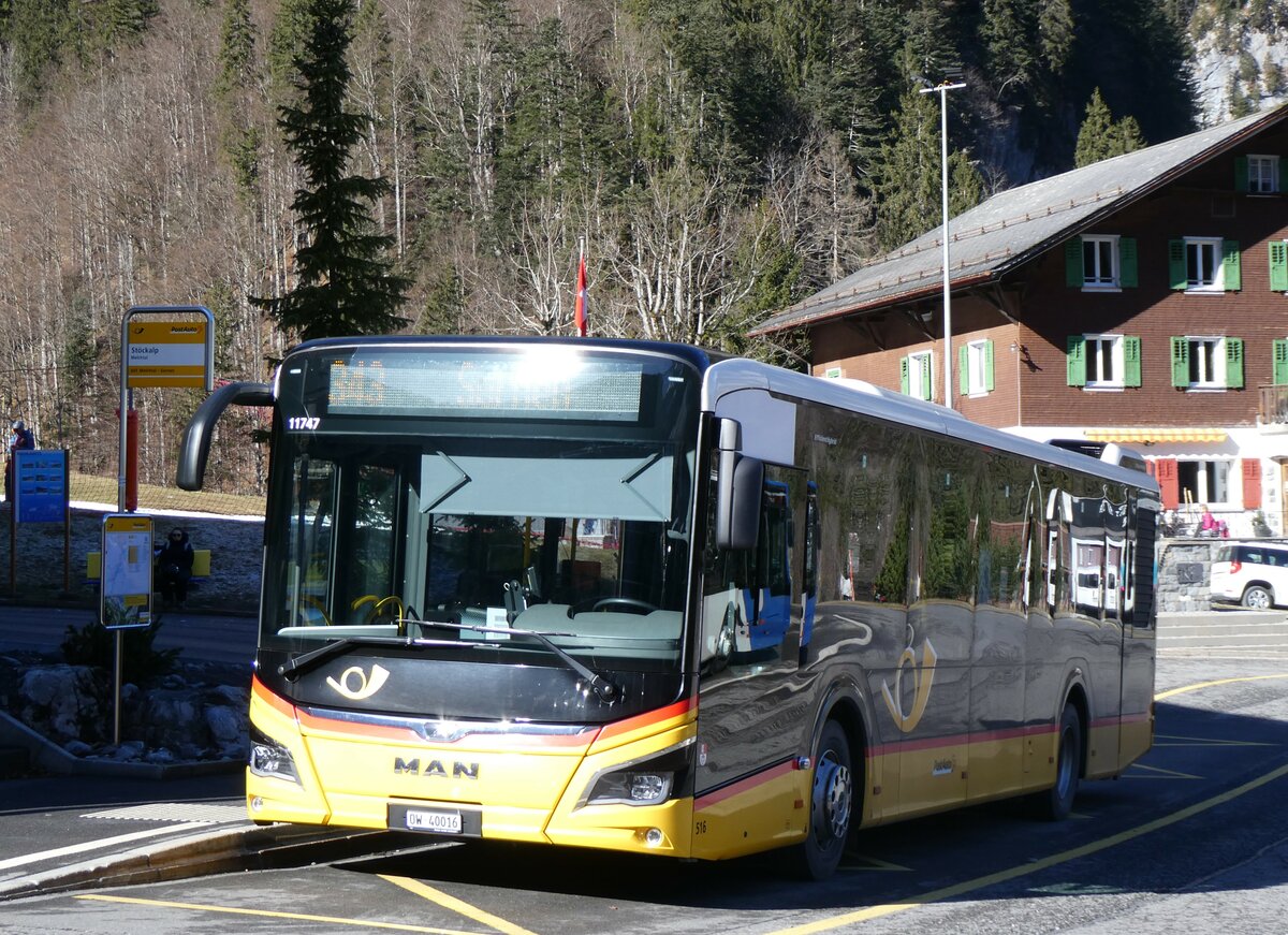 (259'296) - PostAuto Zentralschweiz - Nr. 516/OW 40'016/PID 11'747 - MAN (ex Nr. 16) am 13. Februar 2024 auf der Stckalp