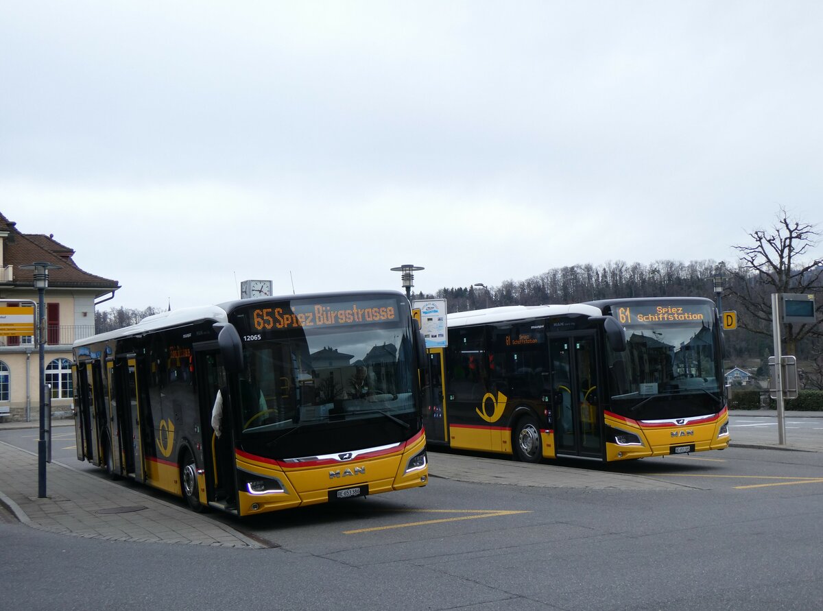 (259'667) - PostAuto Bern - BE 653'386/PID 12'065 - MAN am 26. FEbruar 2024 beim Bahnhof Spiez