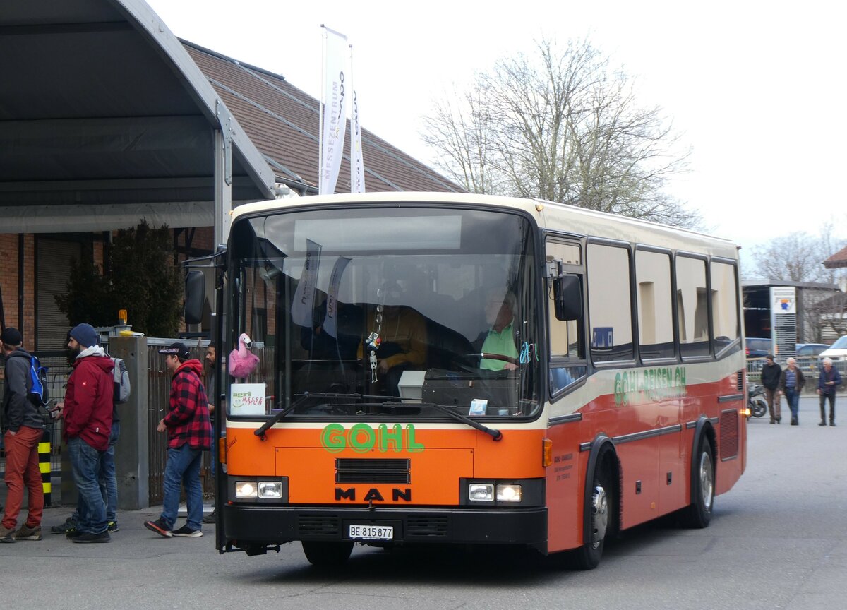 (259'781) - Gohl, Herzogenbuchsee - BE 815'877 - MAN/Lauber (ex AMSA Chiasso Nr. 19; ex Tresch, Amsteg PID 2290) am 29. Februar 2024 in Thun, Expo