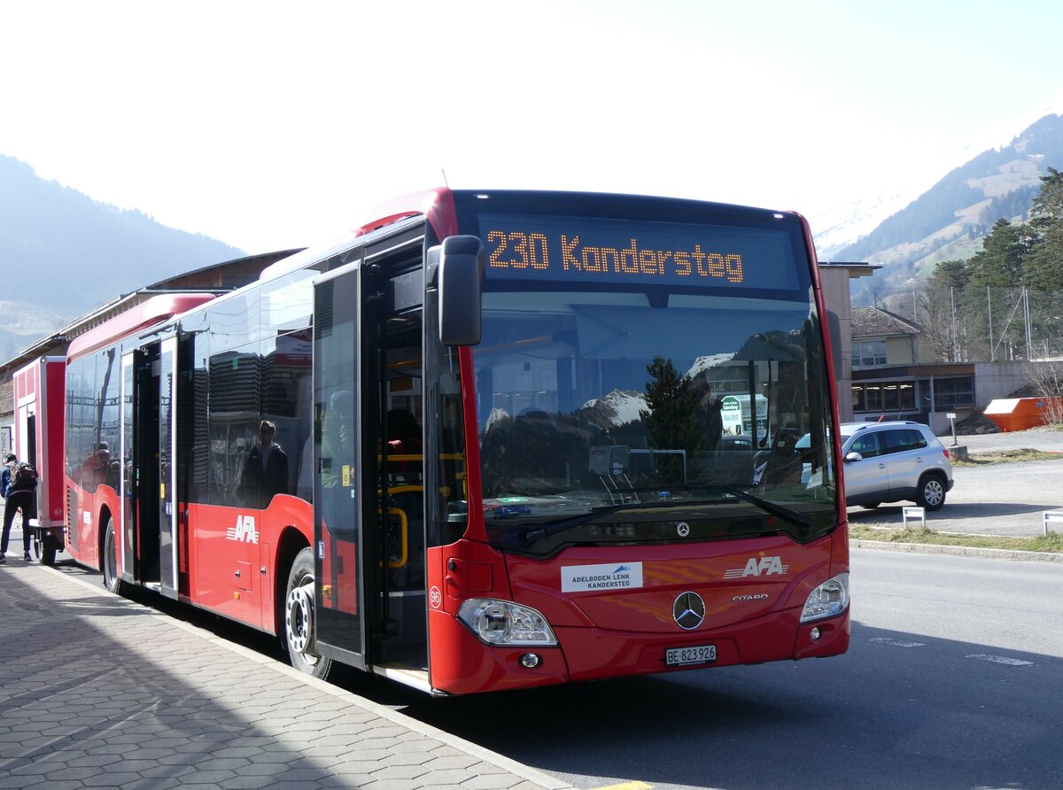 (259'795) - AFA Adelboden - Nr. 96/BE 823'926 - Mercedes am 29. Februar 2024 beim Bahnhof Frutigen