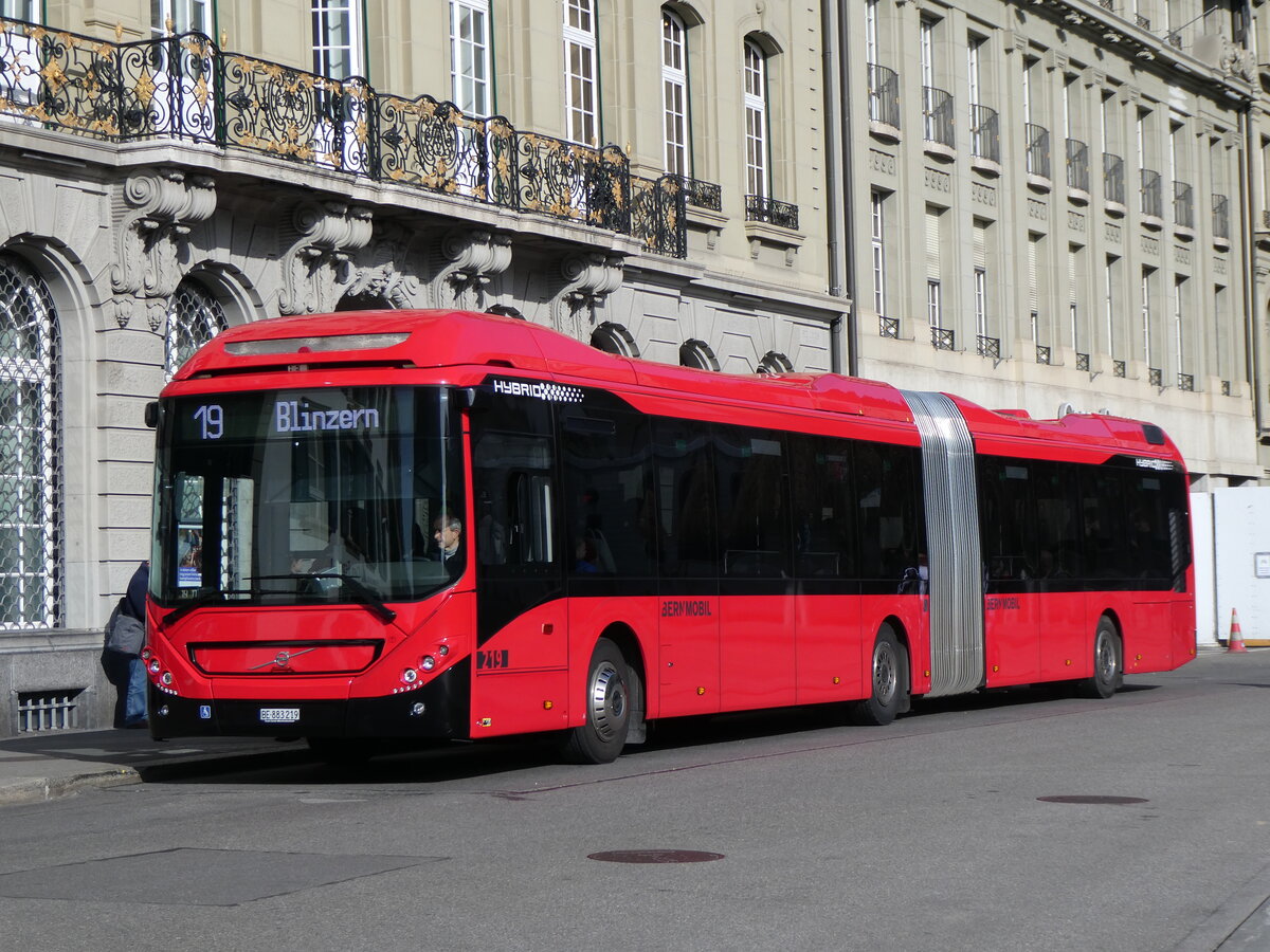 (259'823) - Bernmobil, Bern - Nr. 219/BE 883'219 - Volvo am 29. Februar 2024 in Bern, Bundesplatz