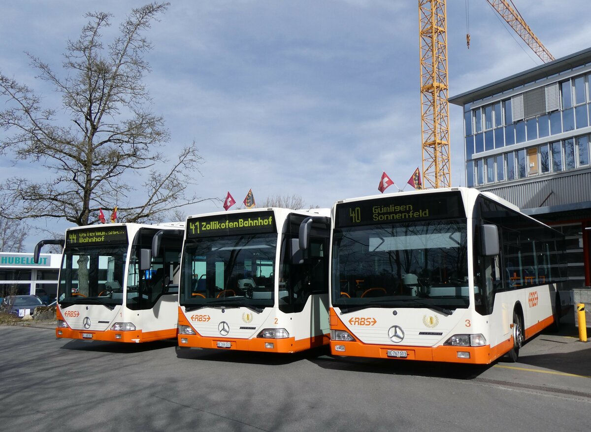 (259'966) - RBS Worblaufen - Nr. 1/BE 365'301 + Nr. 2/BE 366'002 + Nr. 3/BE 767'003 - Mercedes am 3. Mrz 2024 in Worblaufen, Garage