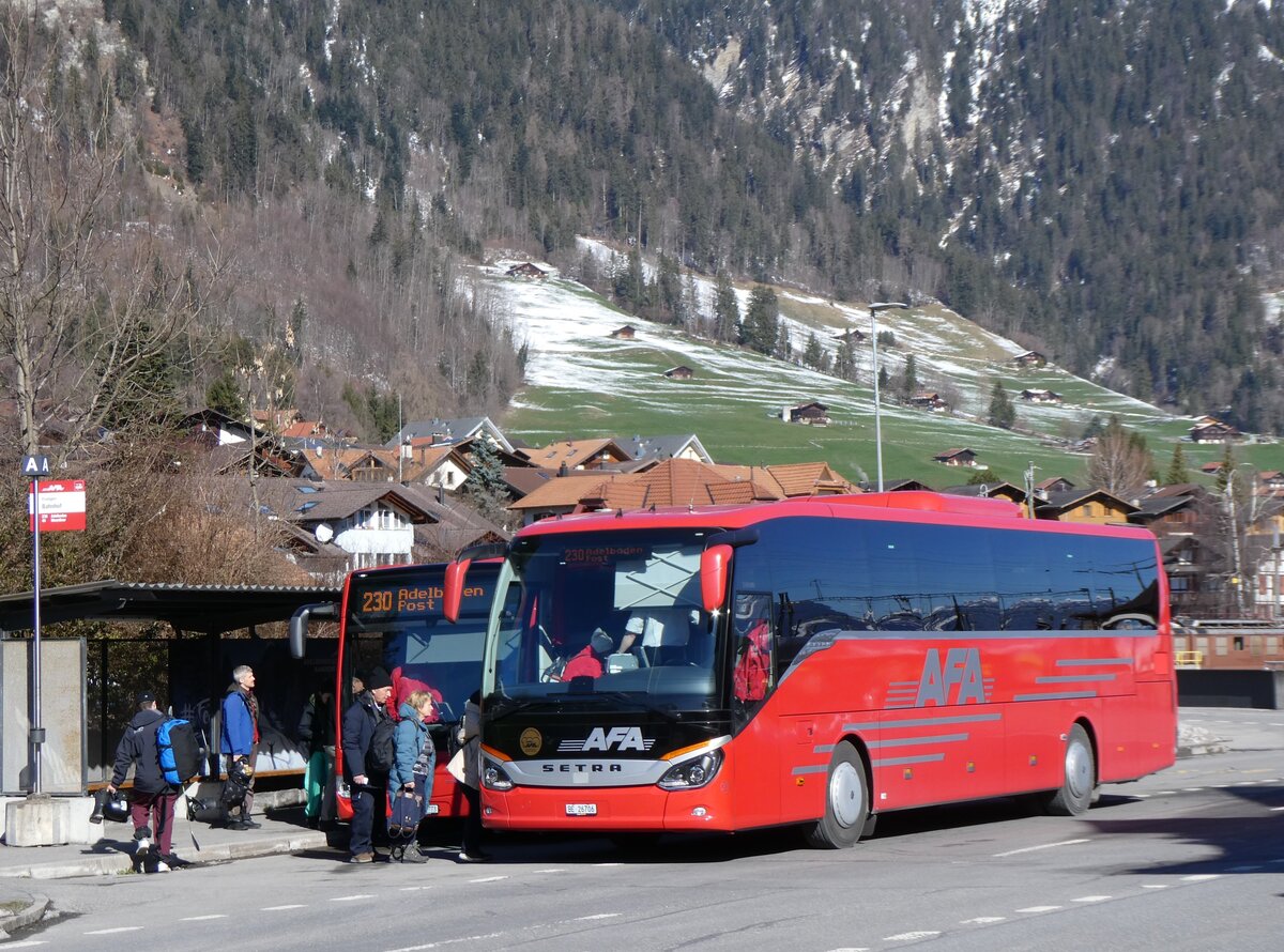 (260'195) - AFA Adelboden - Nr. 25/BE 26'706 - Setra am 8. Mrz 2024 beim Bahnhof Frutigen