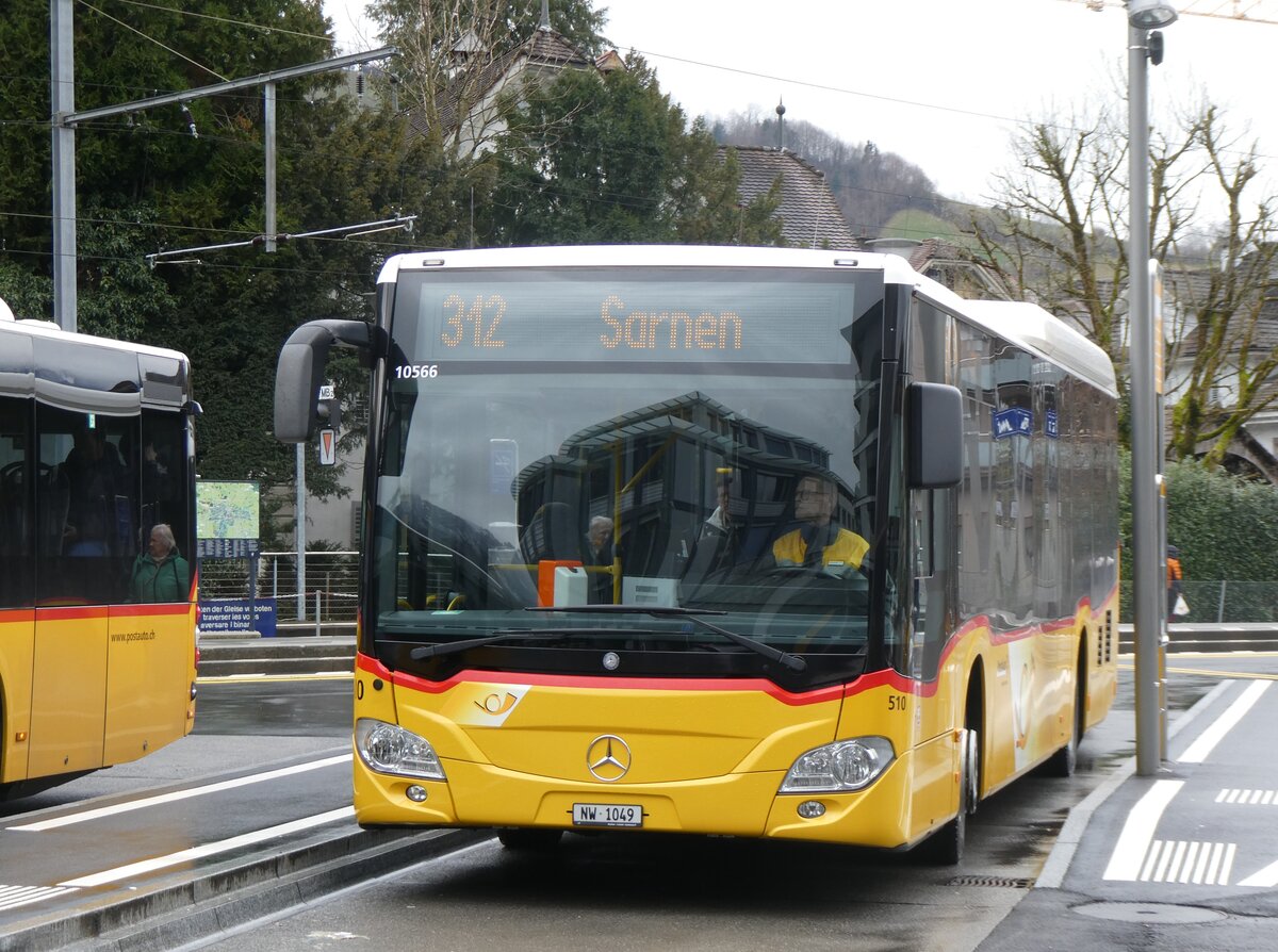 (260'286) - PostAuto Zentralschweiz - Nr. 510/NW 1049/PID 10'566 - Mercedes (ex Nr. 68; ex AAGU Altdorf Nr. 68) am 12. Mrz 2024 beim Bahnhof Stans