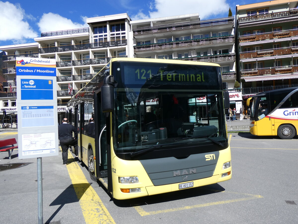 (260'543) - STI Thun  Nr. 152/BE 801'152 - MAN am 19. Mrz 2024 beim Bahnhof Grindelwald