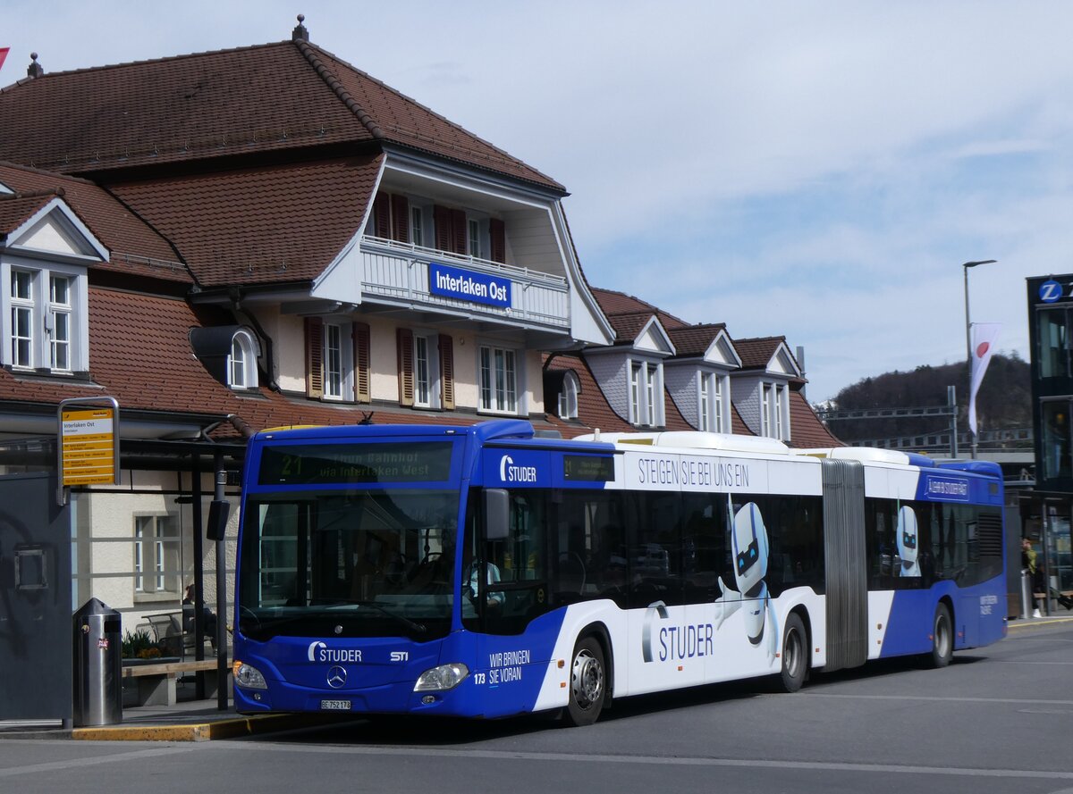 (260'705) - STI Thun - Nr. 173/BE 752'173 - Mercedes am 26. Mrz 2024 beim Bahnhof Interlaken Ost