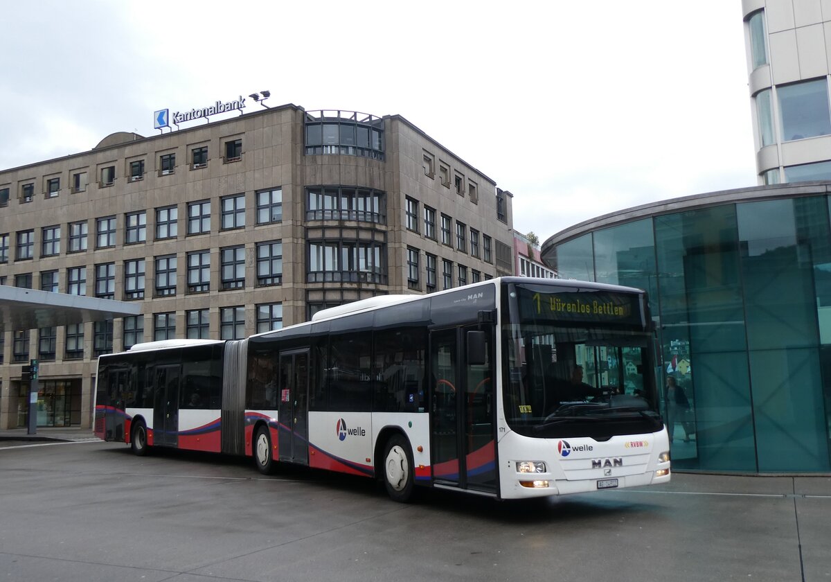 (260'735) - RVBW Wettingen - Nr. 171/AG 14'912 - MAN am 28. Mrz 2024 beim Bahnhof Baden