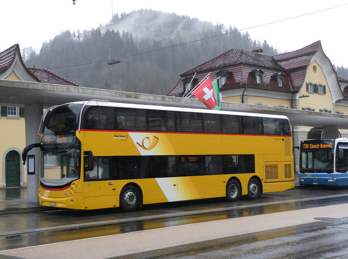 (260'899) - PostAuto Ostschweiz - SG 445'307/PID 10'871 - Alexander Dennis (ex AR 45'269) am 1. April 2024 beim Bahnhof Wattwil