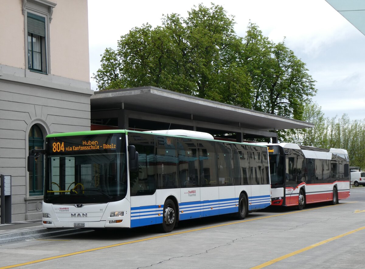 (261'093) - StadtBUS, Frauenfeld - Nr. 912/SG 482'208 - MAN (ex RTB Altsttten Nr. 912; ex PostBus/A BD 15'356) am 9. April 2024 beim Bahnhof Frauenfeld 