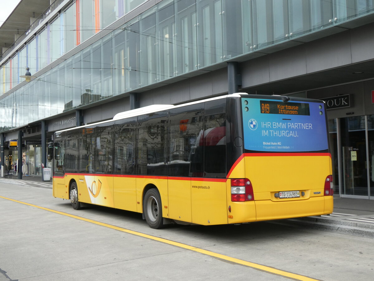 (261'112) - PostAuto Ostschweiz - TG 114'965/PID 11'126 - MAN am 9. April 2024 beim Bahnhof Frauenfeld