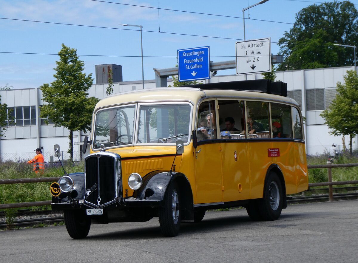 (263'142) - Baumgartner, Horn - Nr. 1/SG 73'505 - Berna/Hess (ex Chiesa, Minusio) am 25. Mai 2024 beim Bahnhof Arbon 